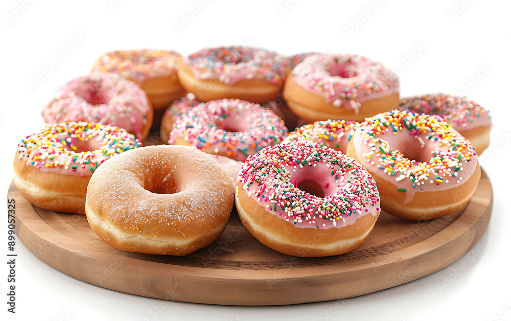Plate of tasty Donuts with on white background. Plate of tasty Donuts with on white background.