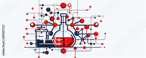 Reaction mechanism, stepbystep process, flat design illustration photo