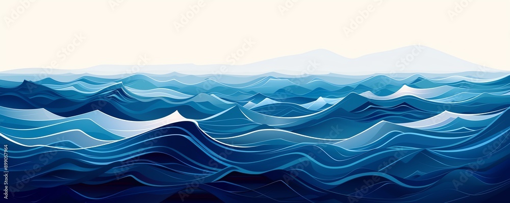 Water waves, ocean ripple effect, flat design illustration Water waves, ocean ripple effect, flat design illustration