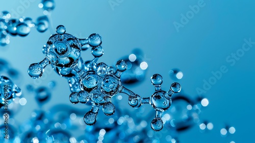 Water molecules, H2O interaction, flat design illustration