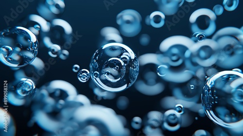Gas evolution reaction, bubble formation, flat design illustration