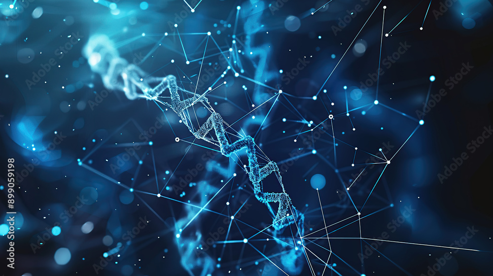 Fototapeta premium Abstract background with a double helix and DNA structure,