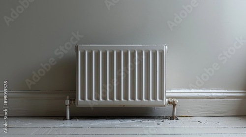 Wallpaper Mural White radiator warms an empty room with white walls and a wooden floor, adding efficiency and style to the modern interior Torontodigital.ca
