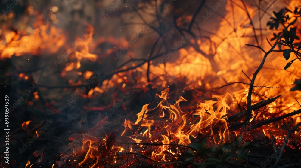 Devastating Impact of Wildfire: Trees and Foliage Consumed by Destructive Flames Devastating Impact of Wildfire: Trees and Foliage Consumed by Destructive Flames