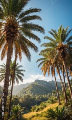 Palm Trees in a Tropical Landscape.