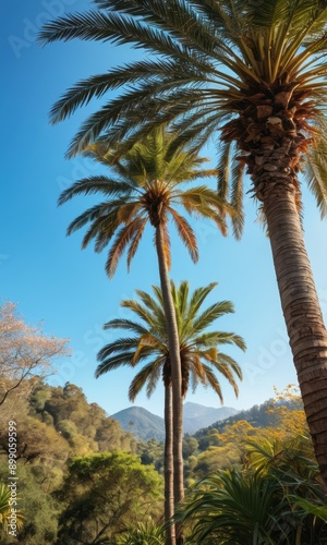 Palm Trees Against Blue Sky © BOJOShop