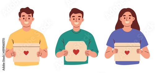 Man and Woman Holding Charity Box