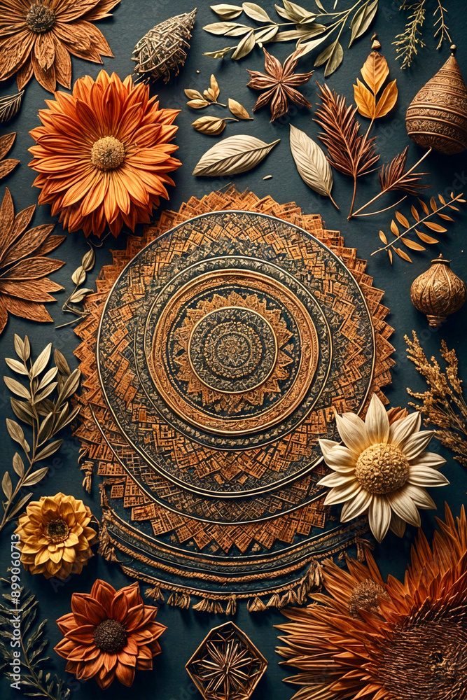 Boho Background with Flowers Boho Background with Flowers