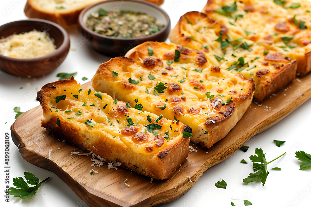 Plate of tasty Garlic Bread with on white background. Plate of tasty Garlic Bread with on white background.
