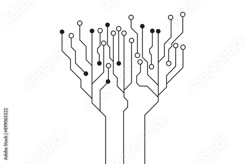 Abstract vector circuit board tree logo. 