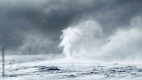 Wallpaper Mural Ferocious blizzard with a snow tornado in a frozen tundra, icy winds whipping through barren, snow-covered plains Torontodigital.ca