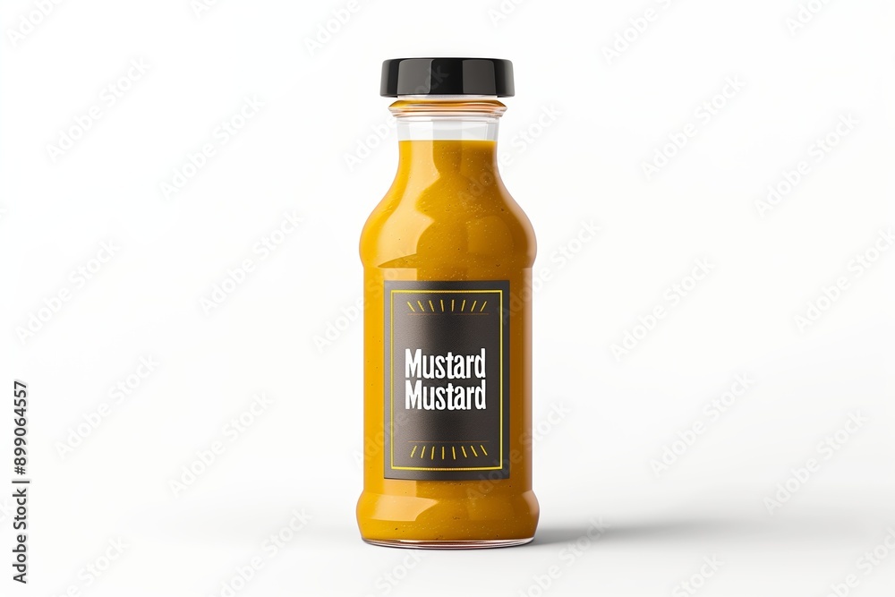 Isolated Yellow Mustard Bottle Design Concept on Blank White Generative Illustration Isolated Yellow Mustard Bottle Design Concept on Blank White Generative Illustration