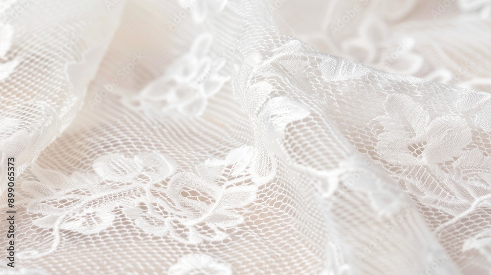 Intricate lace fabric with delicate floral patterns, captured in macro to highlight its fine details and elegant beauty, perfect for wedding themes Intricate lace fabric with delicate floral patterns, captured in macro to highlight its fine details and elegant beauty, perfect for wedding themes