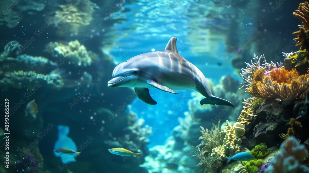 Fototapeta premium Marine Sanctuary: Illuminating the Underwater World