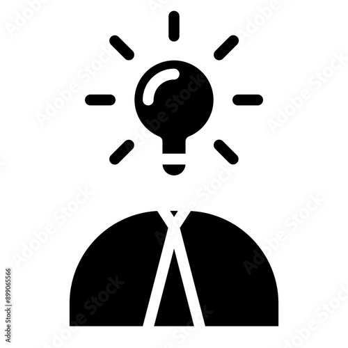 creative solution icon, man found idea, eureka, person holding light bulb.