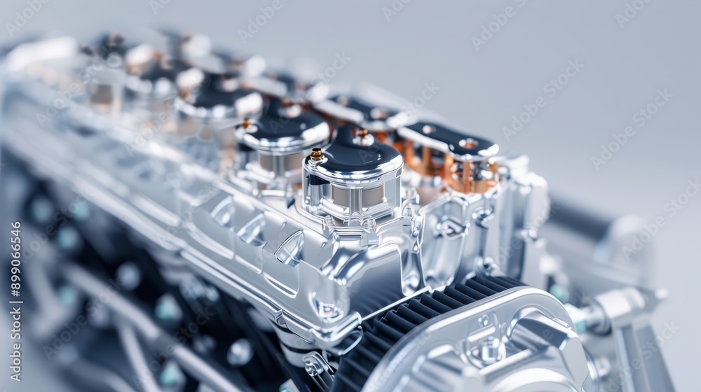 Exploded view of a classic car engine, each segment labeled and highlighted, celebrating the craftsmanship of automotive engineering Exploded view of a classic car engine, each segment labeled and highlighted, celebrating the craftsmanship of automotive engineering