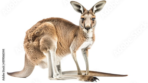 Close up photograph of a full body kangaroo isolated on a solid white background. isolated on a solid white background. Illustrations photo