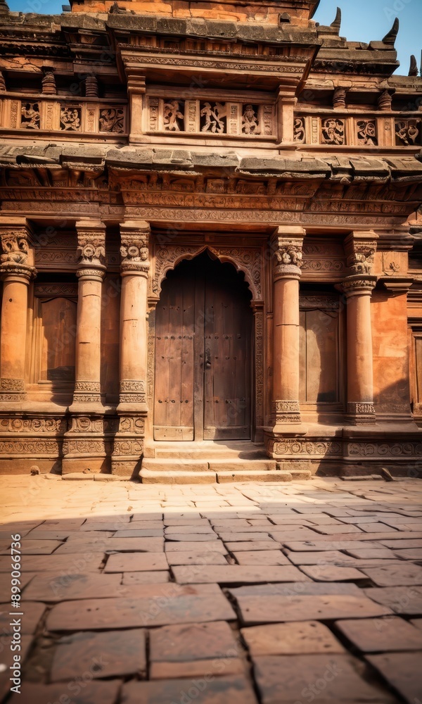 Ancient Stone Temple Entrance with Carvings. Ancient Stone Temple Entrance with Carvings.