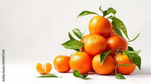 Bountiful Pile of Satsuma Citrus Fruits on White Background