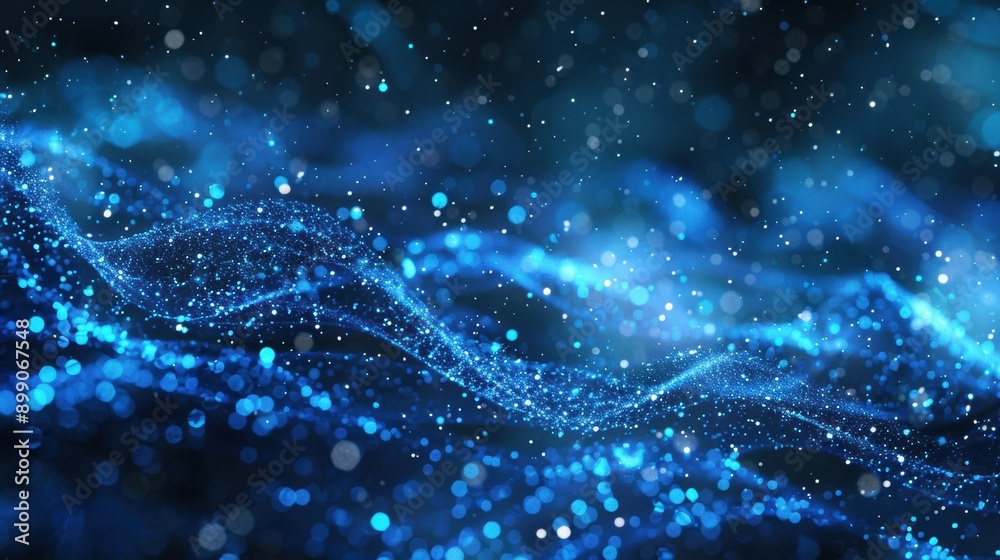 A digital representation of a sparkling blue wave with shimmering particles, creating a mesmerizing and futuristic visual effect. A digital representation of a sparkling blue wave with shimmering particles, creating a mesmerizing and futuristic visual effect.