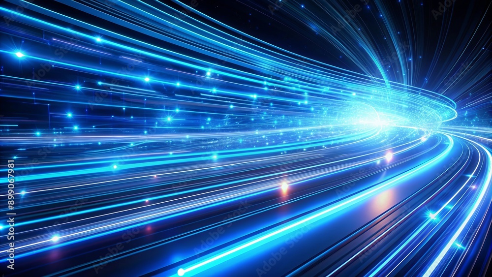 Vibrant blue neon lights streak across a dark background, evoking a sense of high-tech velocity in a futuristic digital realm. Vibrant blue neon lights streak across a dark background, evoking a sense of high-tech velocity in a futuristic digital realm.