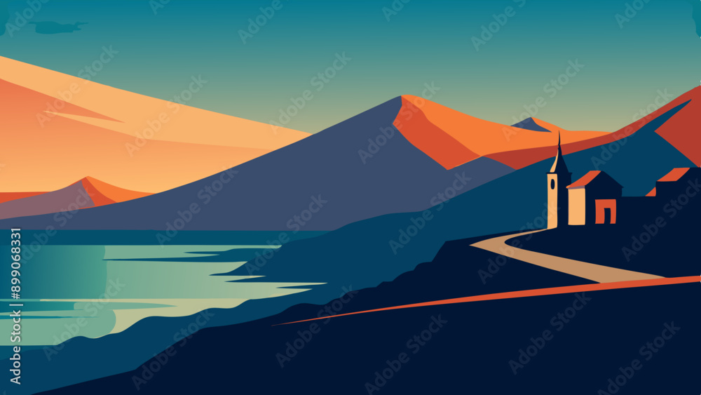 Fototapeta premium Mountain landscape vector illustration 