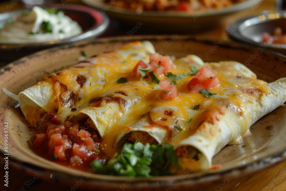Delicious Enchiladas with Melted Cheese and Pico de Gallo Delicious Enchiladas with Melted Cheese and Pico de Gallo