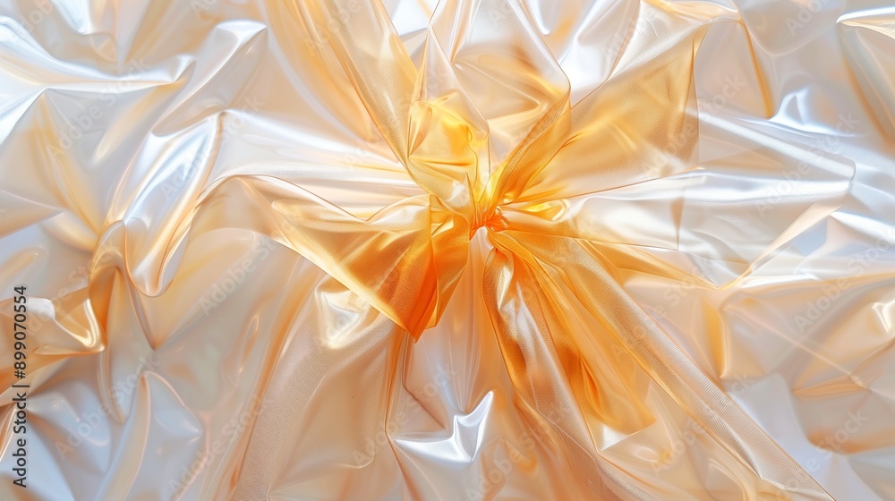Crinkled Translucent Plastic Wrap with Orange Hue Crinkled Translucent Plastic Wrap with Orange Hue