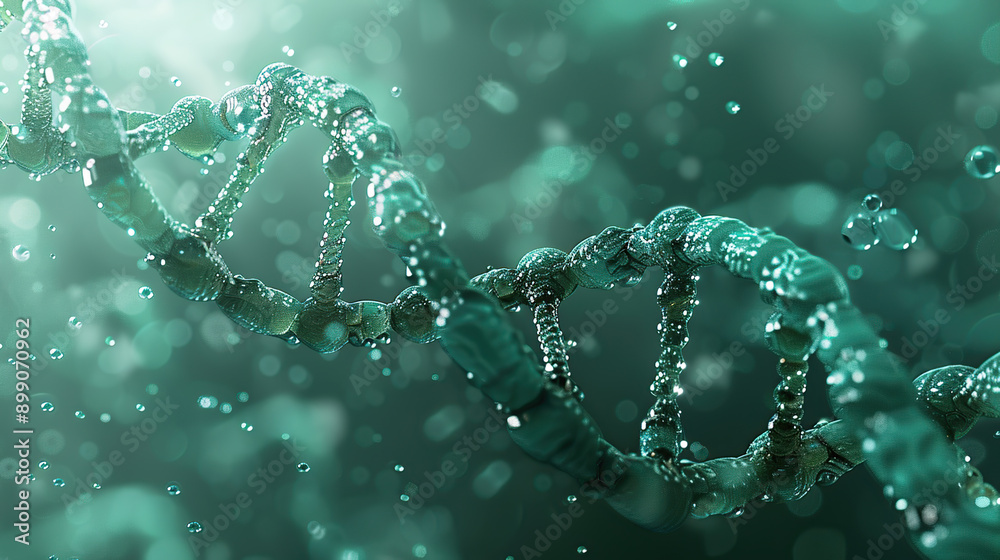 3D rendering of green DNA gene strands 3D rendering of green DNA gene strands