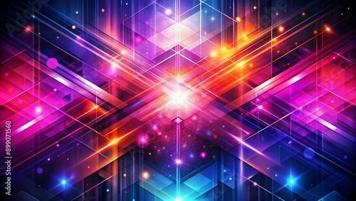 A mesmerizing interplay of geometric shapes, vibrant colors, and light effects, creating a visually striking backdrop for your projects.