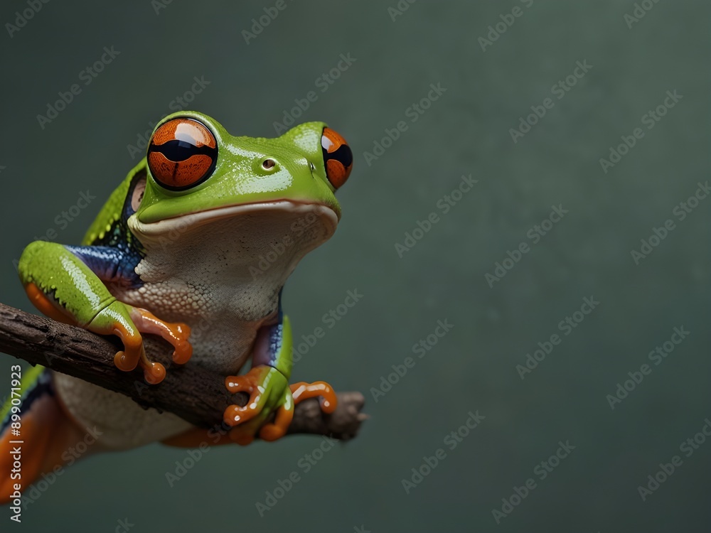 Naklejka premium Tree frog, flying frog laughing