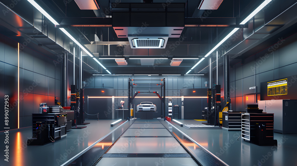 Fototapeta premium Modern Car Service Shop Interior.