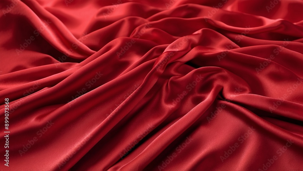 Close-up of luxurious, smooth red silk fabric with flowing waves, emphasizing texture, richness, and elegance. Close-up of luxurious, smooth red silk fabric with flowing waves, emphasizing texture, richness, and elegance.