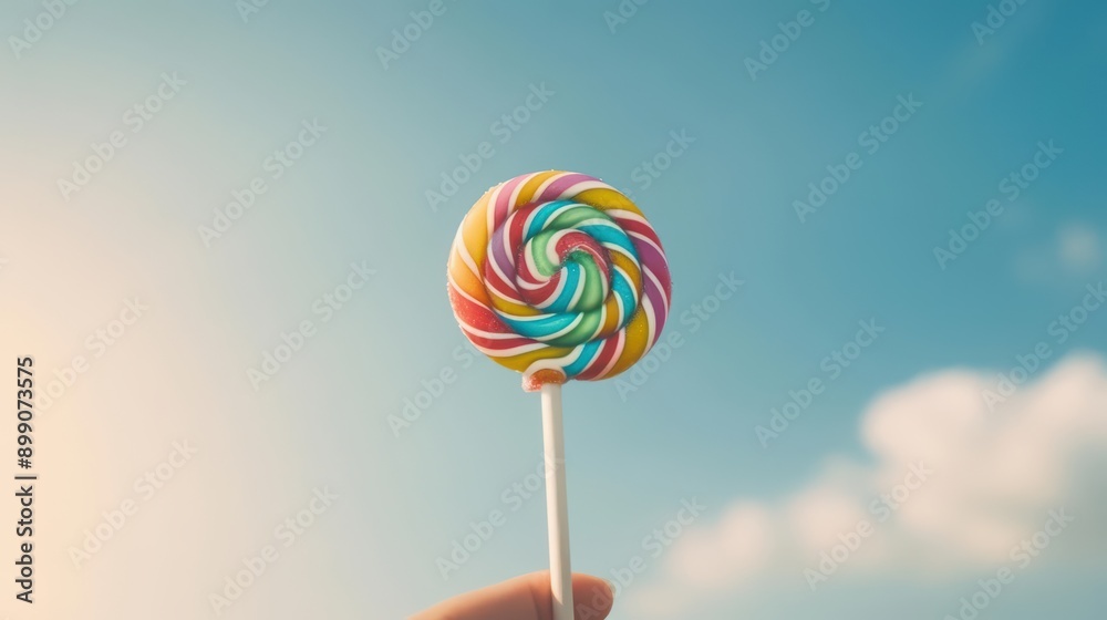 Colorful lollipop against a blue sky. Colorful lollipop against a blue sky.