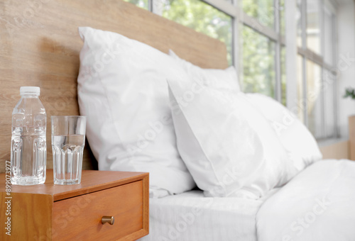 Bottle of water in bedroom