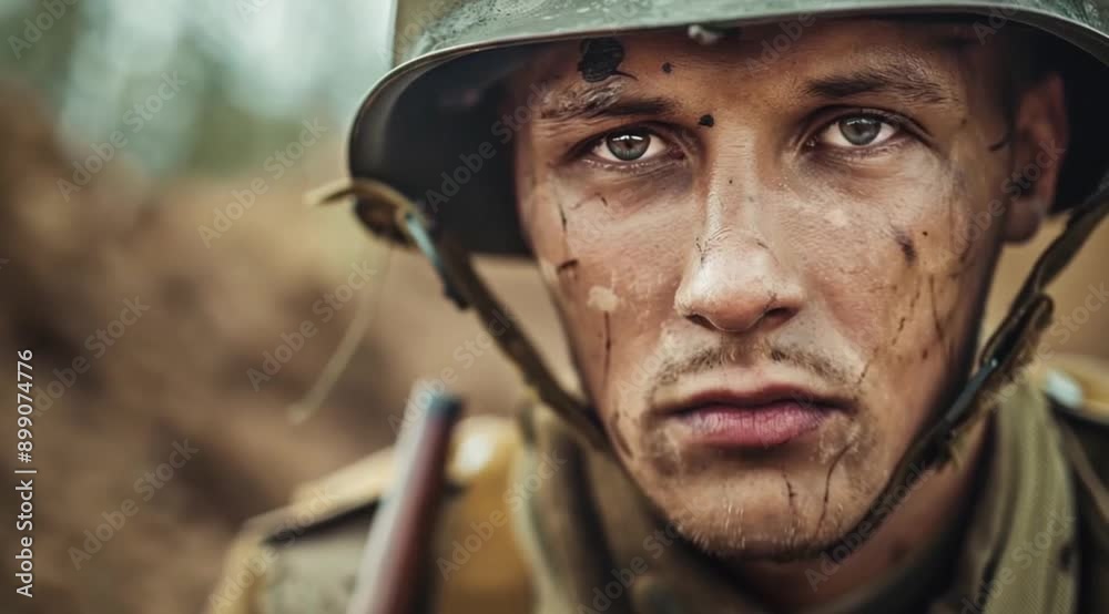 World War 2 soldier scene, Take the video going around the object World War 2 soldier scene, Take the video going around the object