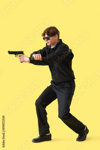 Male security guard with gu...