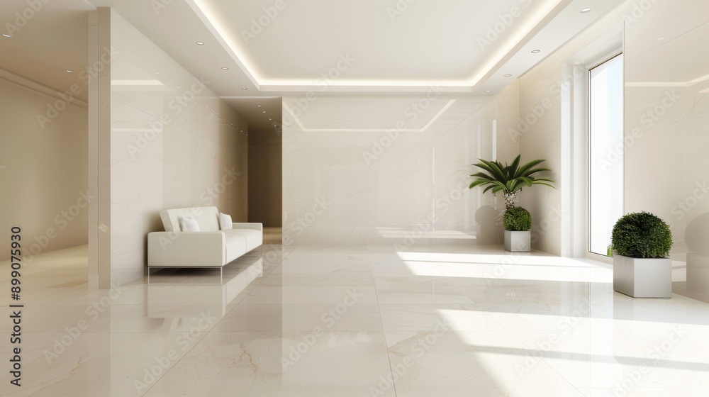 Fototapeta premium Elegant interior space where condensation artfully decorates the ceiling and walls, blending fluidly with the room's design elements
