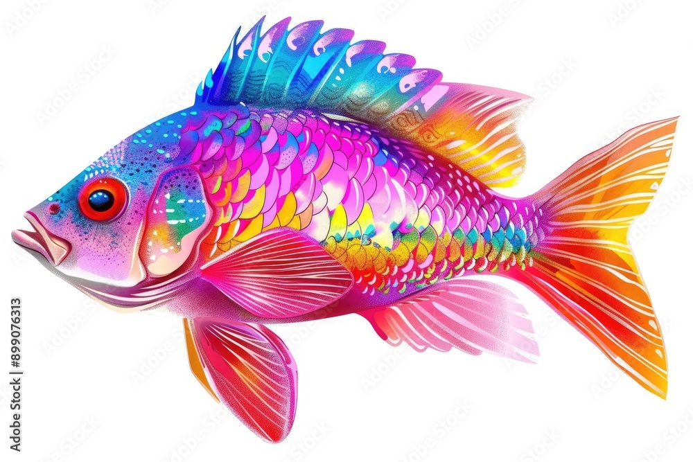 Fish illustration isolated white background