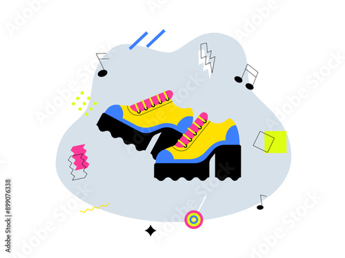 Retro shoes. 90's nostalgia vector illustration