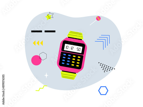 Retro watch. 90's nostalgia vector illustration
