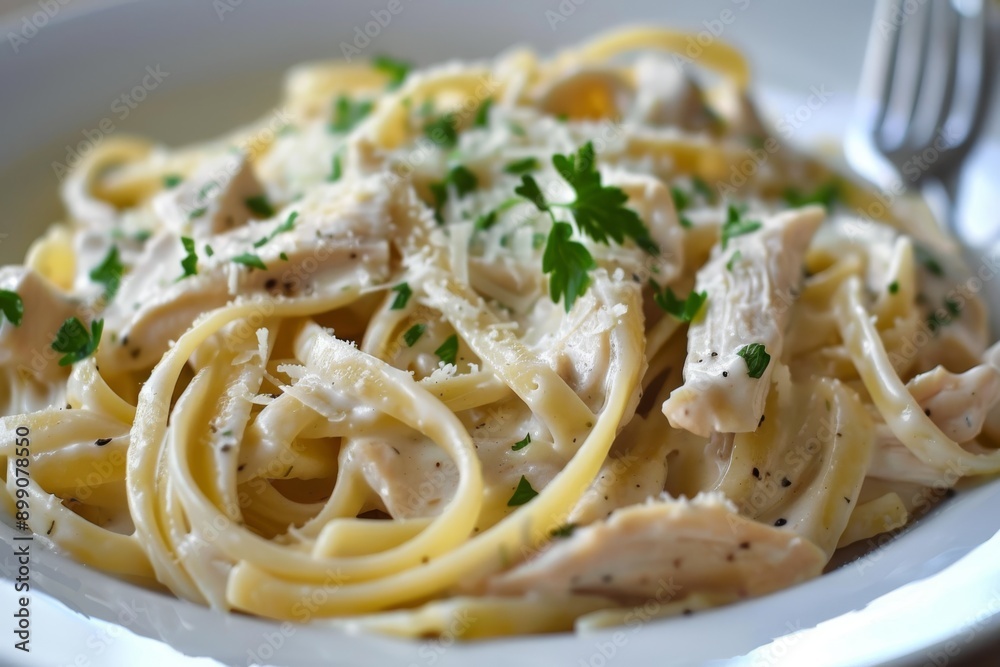 Creamy Chicken Fettuccine Alfredo with Parsley Creamy Chicken Fettuccine Alfredo with Parsley
