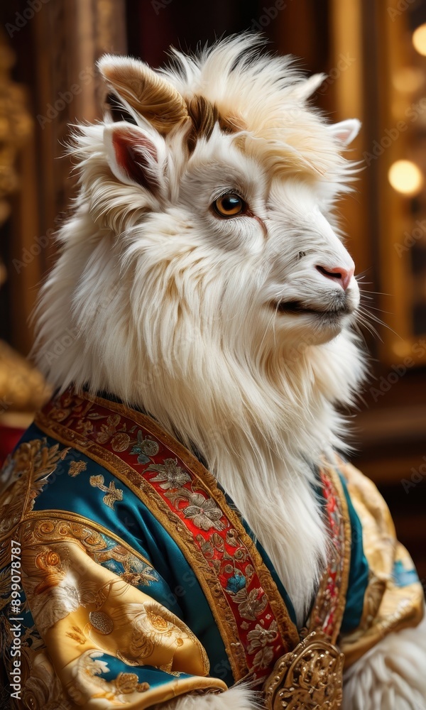Fluffy Goat in a Royal Robe. Fluffy Goat in a Royal Robe.