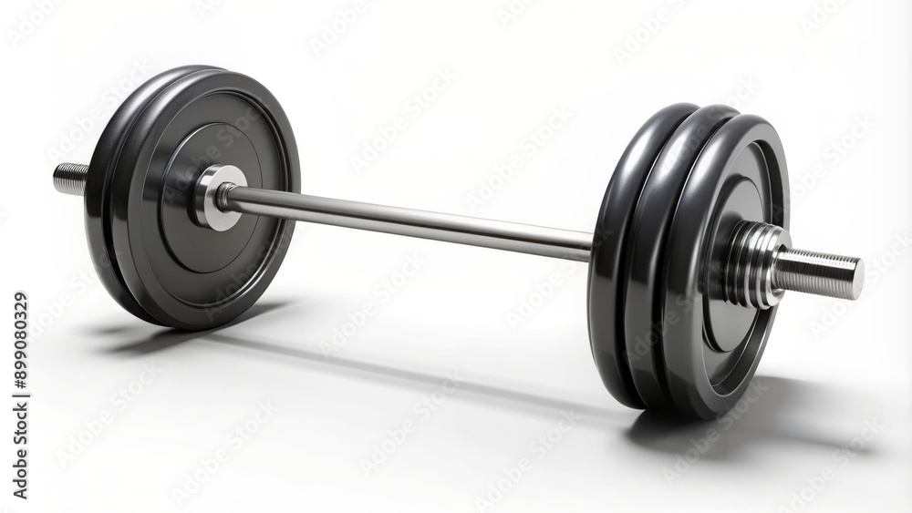 Isolated barbell on a pure white background symbolizing strength training exercise fitness gym workout athletic equipment muscular power sport. Isolated barbell on a pure white background symbolizing strength training exercise fitness gym workout athletic equipment muscular power sport.