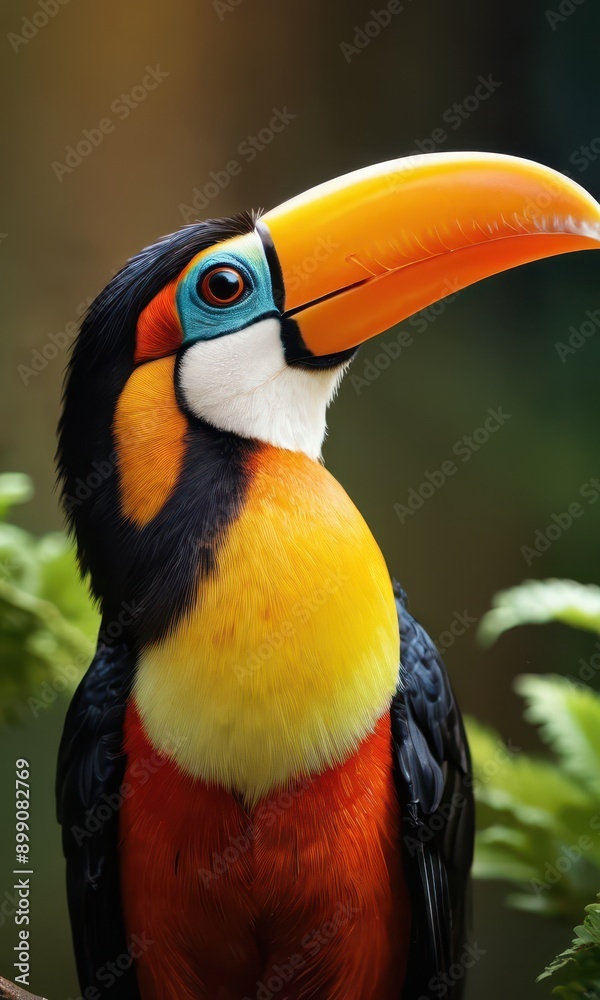 Colorful Toucan with Big Beak Close Up. Colorful Toucan with Big Beak Close Up.