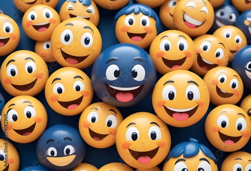 Set of smiles. set of smile emojis with different color and expressions and different styles including smile laughing ,shouting,smiling with fun.

