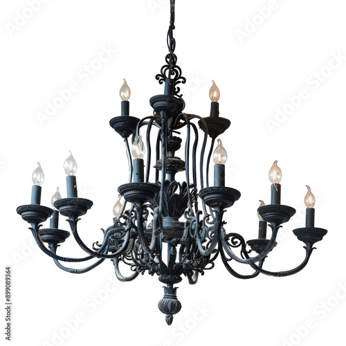 Candle Chandelier front view full length isolate on transparency background