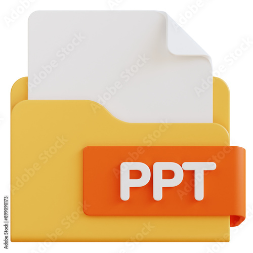 3d ppt file folder illustration with transparent background