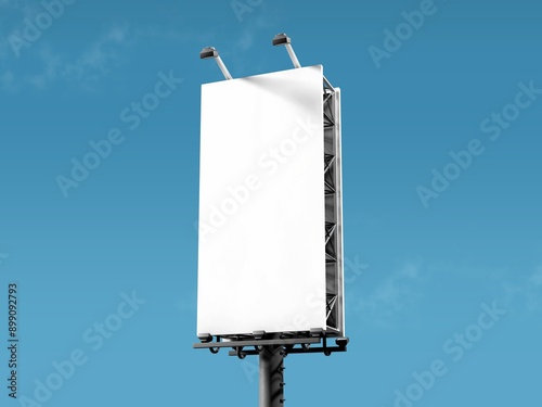 blank billboard on blue sky template mockup