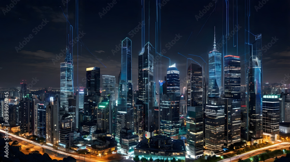 custom made wallpaper toronto digital5G wireless network AI big data communication pathways science technology web high speed internet web connection transmission cyber cloud computing online AI connectivity smart city modern